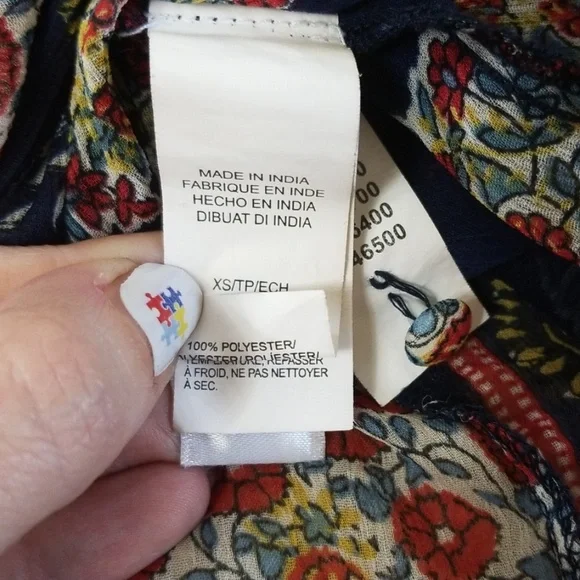 Lucky Brand Semi Sheer Floral Boho Peasant Top - Picture 7 of 7